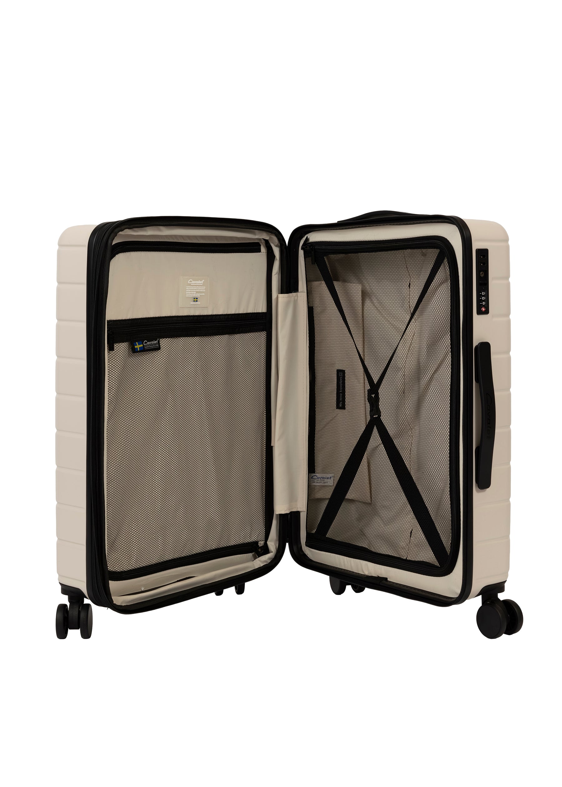 Cavalet Brantevik resväska i färgen ivory – hårdskal väska med fyra hjul och teleskophandtag