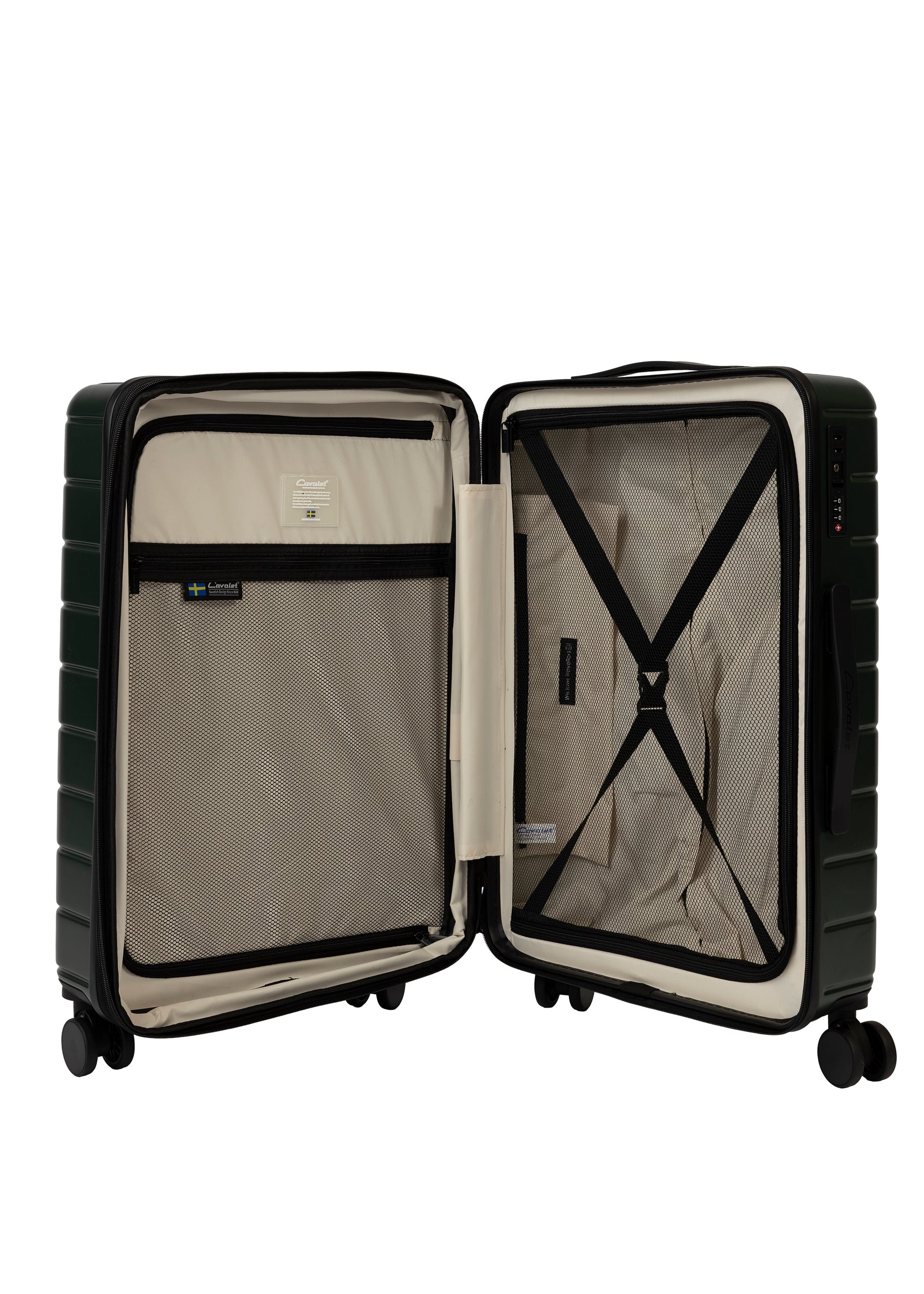 Cavalet Brantevik resväska i färgen dark green – hårdskal väska med fyra hjul och teleskophandtag